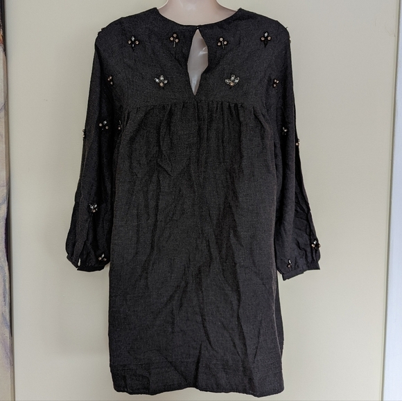 Zara bejeweled beaded tunic dress with pockets grey xs - Picture 9 of 16